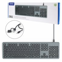 Hama Klawiatura PRZEWODOWA Kabel 1,8m CK-400 Przycisk AI Cicha USB A USB C