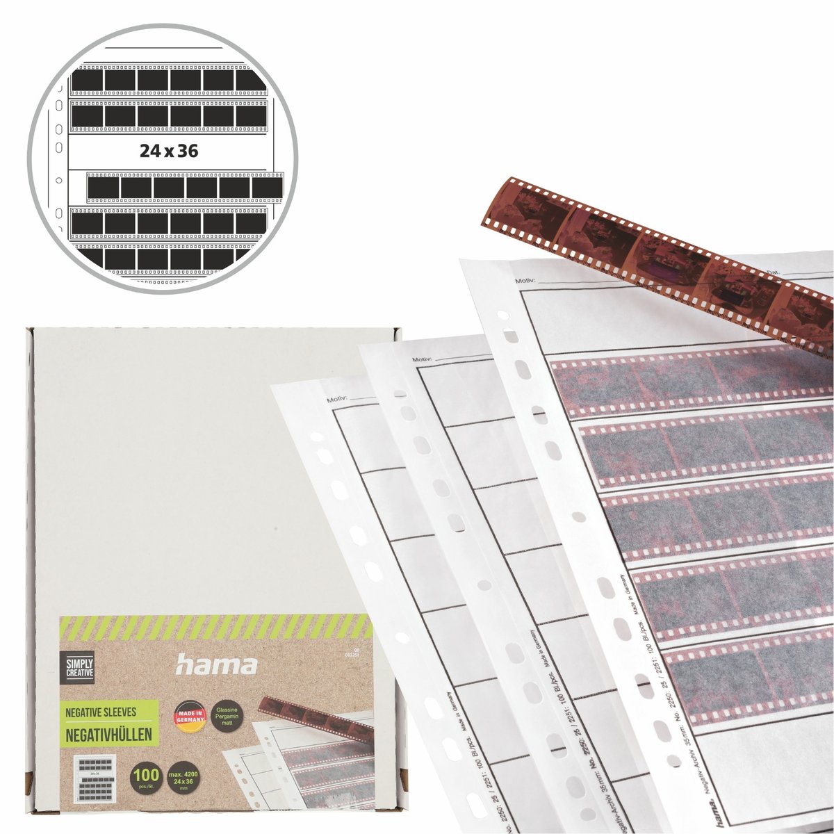 Hama koszulki pergaminowe 260x310mm pergamin na negatywy 24x36 mm 100 szt