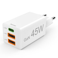 Hama, Ładowarka sieciowa, Mini 45W GAN PD/QC (2X Usb-C, 1X Usb-A), biała