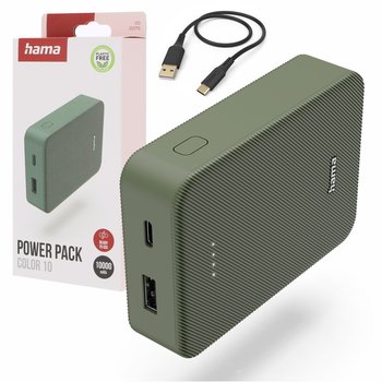 Hama Powerbank 10000 mAh Hama Color USB-C USB-A zielony wskaźnik LED lekki - Hama Polska