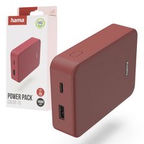 Hama Powerbank Color 10 10000 mAh USB-C USB-A czerwony wskaźnik LED