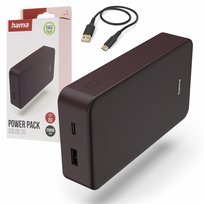 Hama Powerbank Color 20 20000 mAh USB-C USB-A bordowy wskaźnik LED mocny
