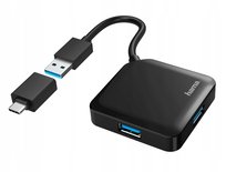 Hama rozdzielacz rozgałęźnik Hub USB 4x USB-A + adapter USB-C do 5 Gb/s Hama