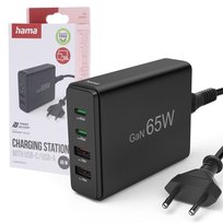 Hama stacja ładująca ładowarka 65W USB GaN 2xUSB-C  2xUSB-A PowerDelivery