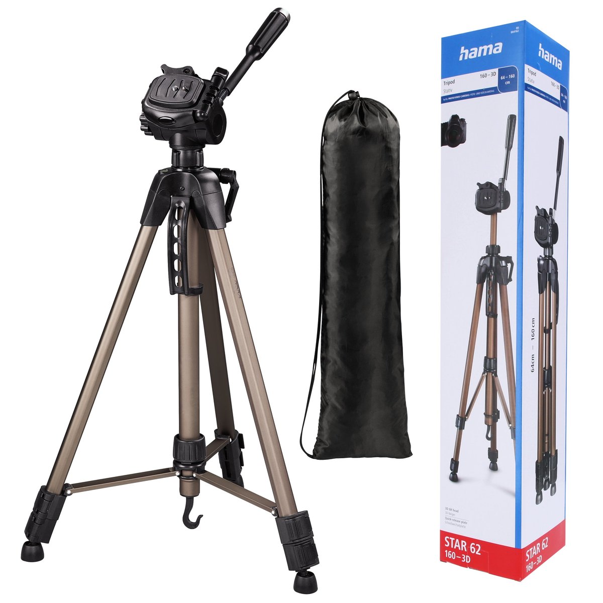 Hama statyw fotograficzny Star 62 z torbą foto tripod regulowany składany