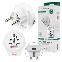 Hama uniwersalny adapter USB podróżny przejściówka Europa UK USA Włochy Hama