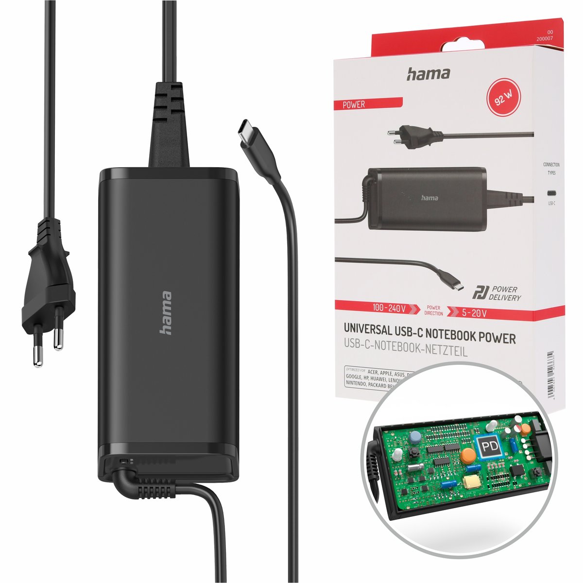 Hama uniwersalny zasilacz ładowarka Do Laptopa notebooka Usb-C 5-20V 92w
