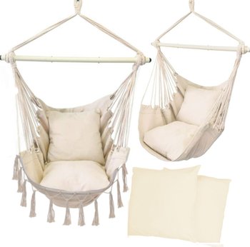 Hamak brazylijski krzesło z poduszkami ecru frędzle - ikonka