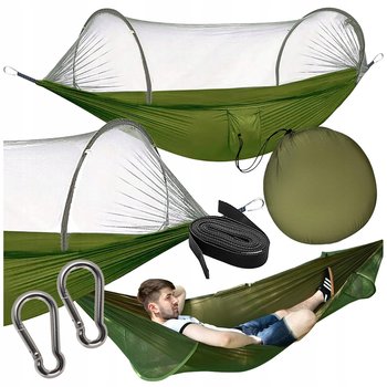 Hamak Z Moskietierą Leżak Turystyczny Survivalowy Piknikowy Duży Do 250Kg - Lewer