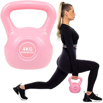 Hantla kettlebell ABS 4kg, odważnik różowy - Springos