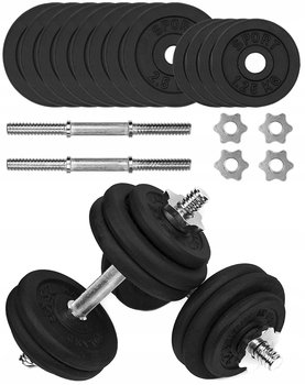 HANTLE ŻELIWNE 2x15 kg zestaw 30kg gryfy talerze - SPORT FOR FUN