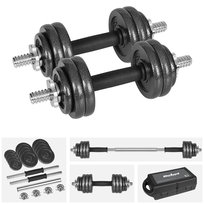 Hantle żeliwne regulowane w walizce z gryfem zestaw 15kg Rebel solidne