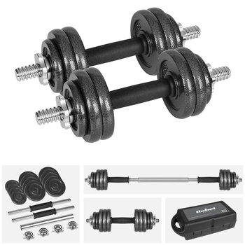 Hantle żeliwne regulowane w walizce z gryfem zestaw 15kg Rebel solidne - Rebel