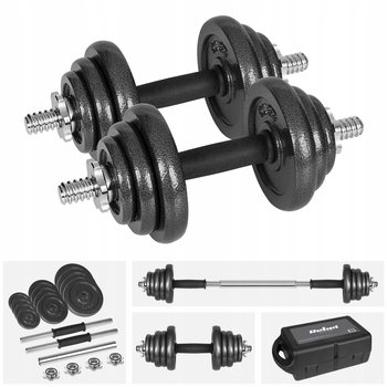 Hantle żeliwne regulowane w walizce z gryfem zestaw 20kg Rebel solidne - Rebel