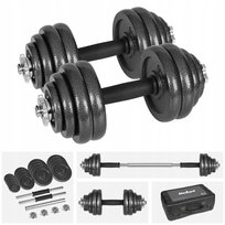 Hantle żeliwne regulowane w walizce z gryfem zestaw 30kg Rebel solidne