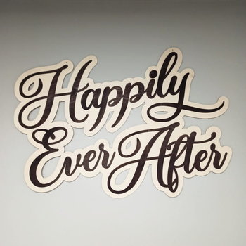 Happily Even After - drewniany napis z efektem 3D, ozdoba na ścianę, szerokość: 50cm - Inny producent