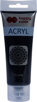 Happy Color, Farba akrylowa, czarny, 75 ml
