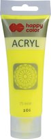 Happy Color, Farba akrylowa, żółty fluo, 75 ml