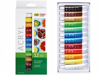 Happy Color, zestaw farb akrylowych, 12 kolorów, 12 ml