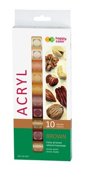Happy Color, Zestaw farb akrylowych - odcienie brązu, 10 x 12 ml - Happy Color