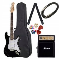 Harley Benton ST-20 BK Zestaw Gitara Marshall MS-2 Amp