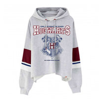 Harry Potter Damska Bluza Z Kapturem Z Herbem Hogwartu (M / Szary) Harry Potter