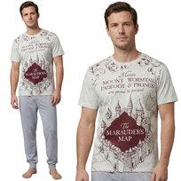 Harry Potter Szara, bawełniana piżama męska z długimi spodniami W KARTONIKU NA PREZENT M Harry Potter