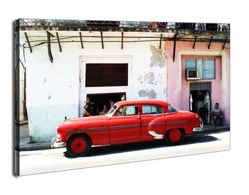 Havana Cuba, cadillac - obraz na płótnie 70x50 cm - Galeria Plakatu
