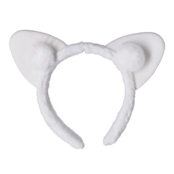 Hedo, Pluszowa opaska z uszami kota - biała - Hedo