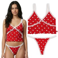 Hello Kitty Damski komplet bielizny, ZESTAW nocny: koszulka na ramiączkach + stringi L Hello Kitty