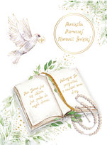 Henry, Kartka A5 Pamiątka Pierwszej Komunii Świętej, Gołąb z Hostią