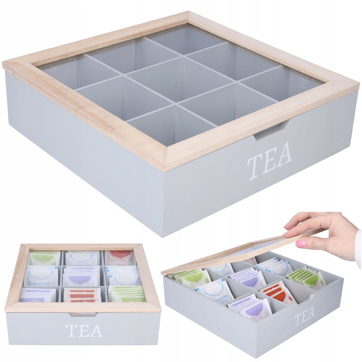 Zdjęcia - Pojemnik na żywność Herbaciarka pudełko pojemnik na herbatę szary