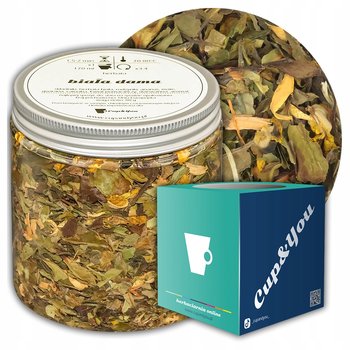 Herbata biała BIAŁA DAMA o smaku mocno pobudzających owoców tropikalnych - herbata liściasta sypana mieszanka napar susz - gotowa na prezent upominek - Cup&You