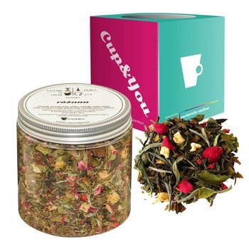 Herbata biała RÓŻANA jabłka maliny płatki i pączki róży różowy pieprz 60g - sypana liściasta herbata PREMIUM na prezent upominek Cup&You - Cup&You