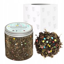Herbata czarna URODZINOWA konfetti cukrowe dekorki truskawki 200g - sypana liściasta herbata PREMIUM na prezent upominek Cup&You