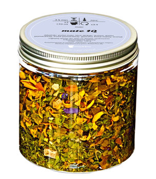 Herbata Yerba Mate IQ najlepsza liściasta sypana 100g liście ginkgo guawa skórka pomarańczy guarana kwiat malwy - Cup&You