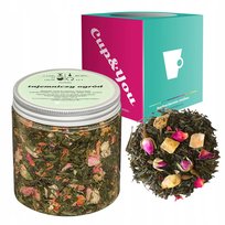 Herbata zielona TAJEMNICZY OGRÓD mango papaja pączki róży 120g - sypana liściasta herbata PREMIUM na prezent upominek Cup&You
