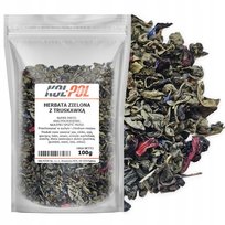 HERBATA ZIELONA TRUSKAWKA 100g Owocowa Liściasta naturalna jakość Kol-Pol