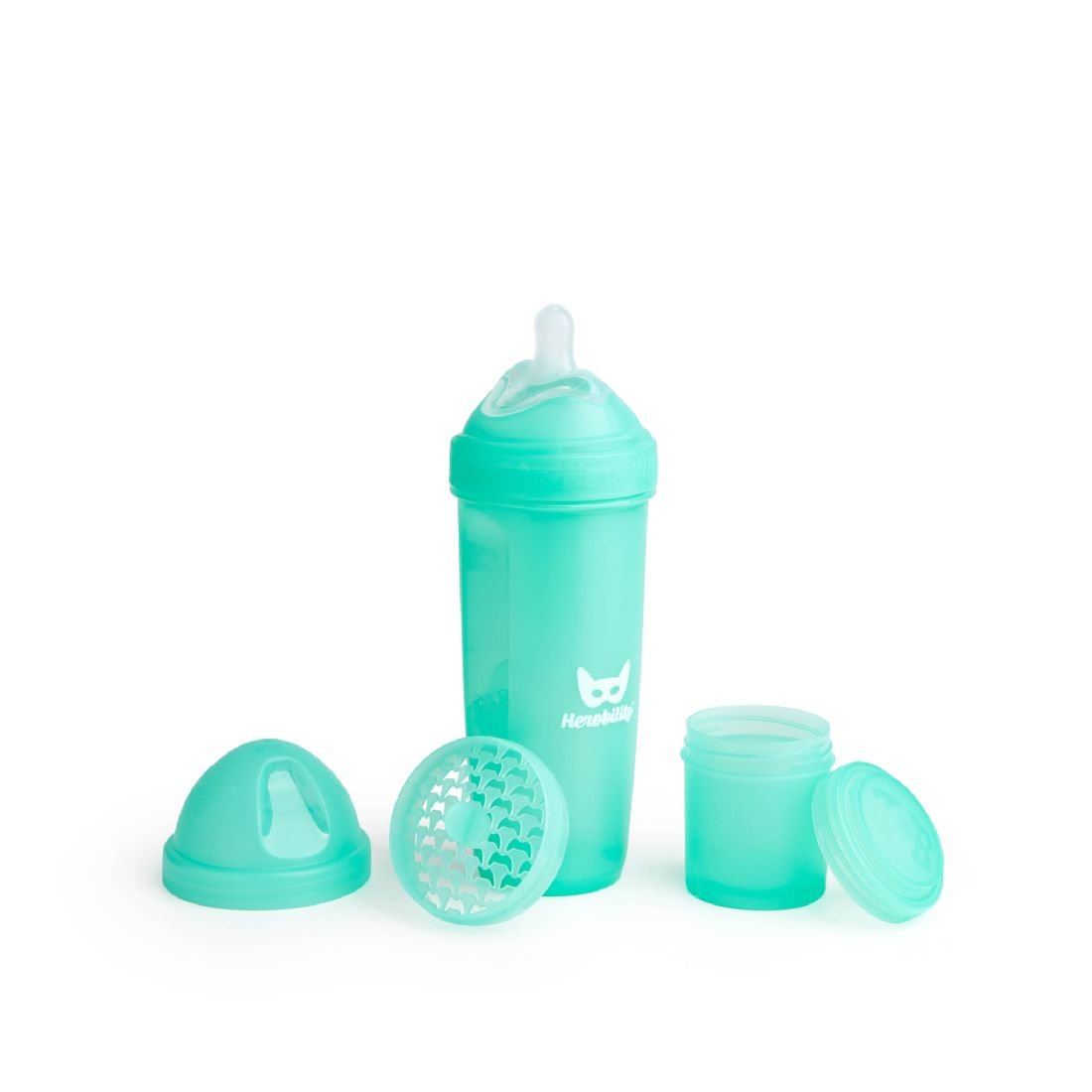 Herobility, HeroBottle, Butelka antykolkowa, 340 ml, Turkusowa Herobility, HeroBottle, Butelka antykolkowa, 340 ml, Turkusowa
