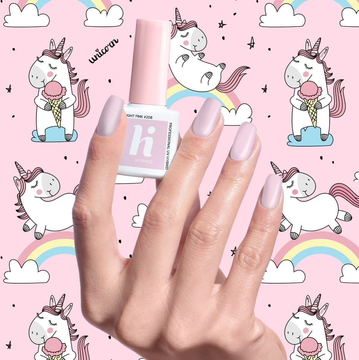 Фото - Лак для нігтів Bright Hi Hybrid, Unicorn, lakier hybrydowy 208  Pink, 5 ml 