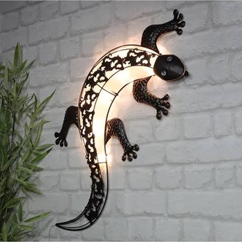 HI Solarna lampa ścienna LED do ogrodu, w kształcie gekona - HI