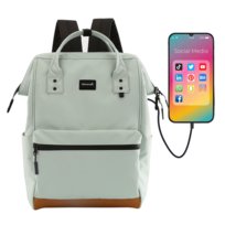 Himawari plecak damski miejski mieści A4 na uczelnię z portem USB pojemny modny do szkoły pracy miętowy
