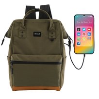 Himawari plecak damski miejski mieści A4 na uczelnię z portem USB pojemny modny do szkoły pracy zielony
