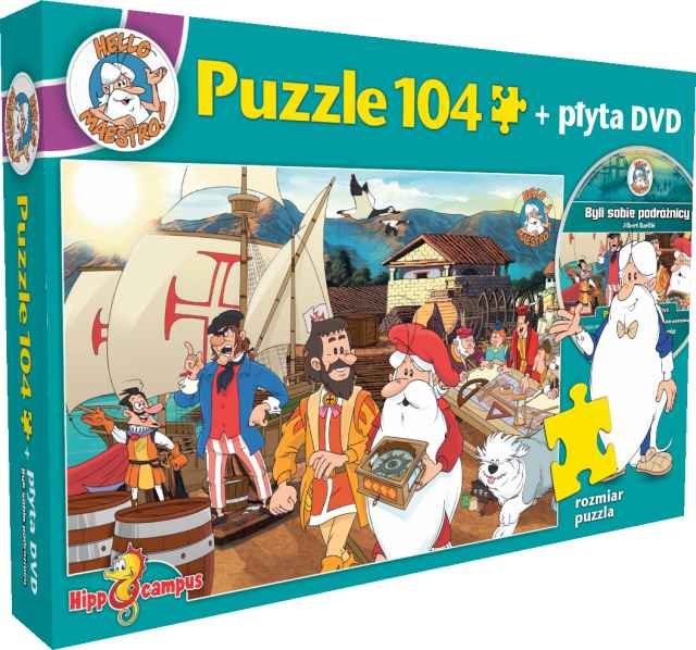 Hipokampus, puzzle, zestaw, Było sobie życie / Byli sobie podróżnicy + DVD, 104 el.
