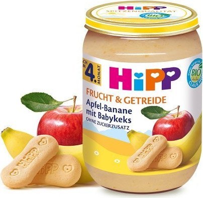 Фото - Дитяче харчування Hipp , Bio, deserek z bananów jabłek i biszkoptów, 190 g 