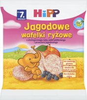 Hipp, Jagodowe wafelki ryżowe, Bio, 30g