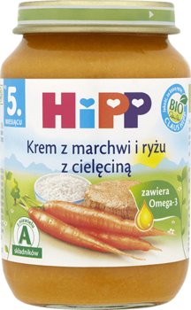 Hipp, Krem z marchwi i ryżu z cielęciną, Bio,190 g - Hipp