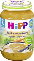 Hipp, Zupka koperkowa z ryżem i indykiem bio, 190 g, 7m+