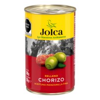 Hiszpańskie oliwki zielone z chorizo w puszce 300 g Jolca