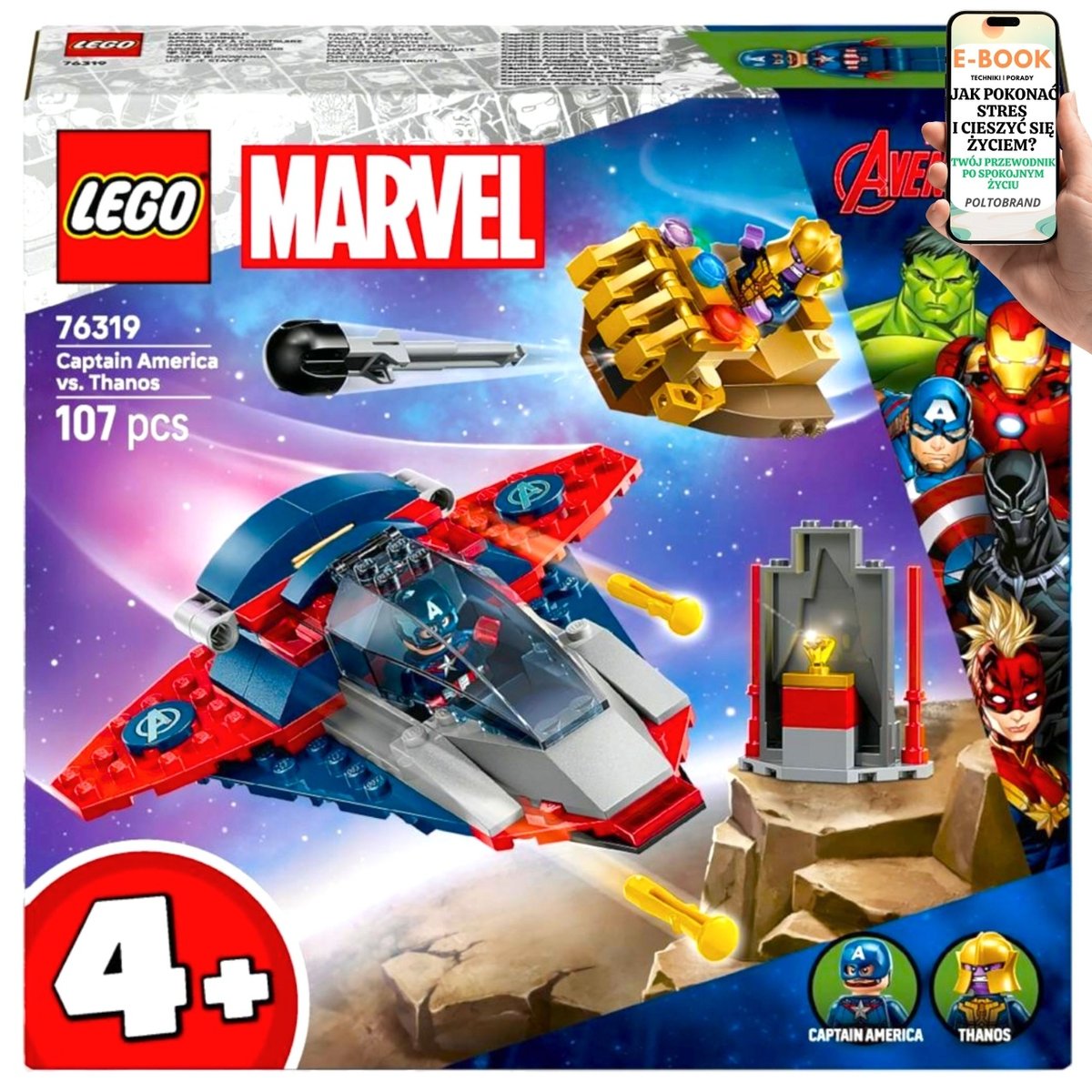 HIT! LEGO Super Heroes Kosmiczna BITWA KAPITAN AMERYKA kontra THANOS w zestawie (76319) LEGO Dla Najmłodszych + EBOOK-1